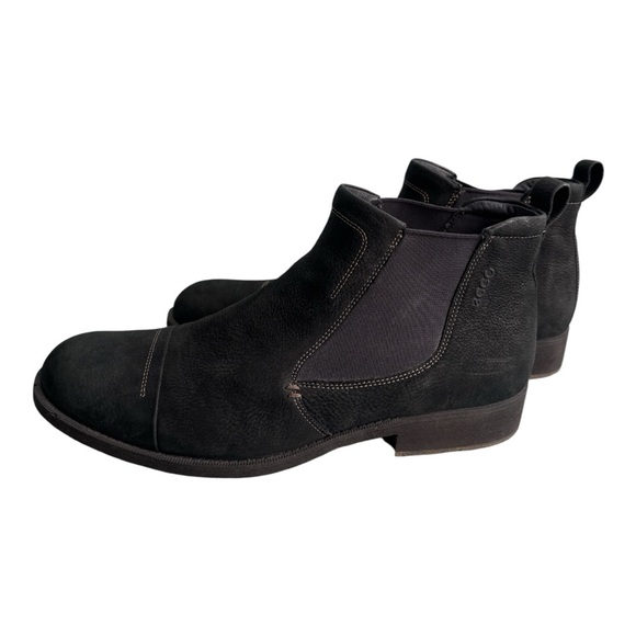 ECCO Men Black Suede Chelsea Ankle Boots 44 Textured Leather Pull On Scandi Shoe main image 4